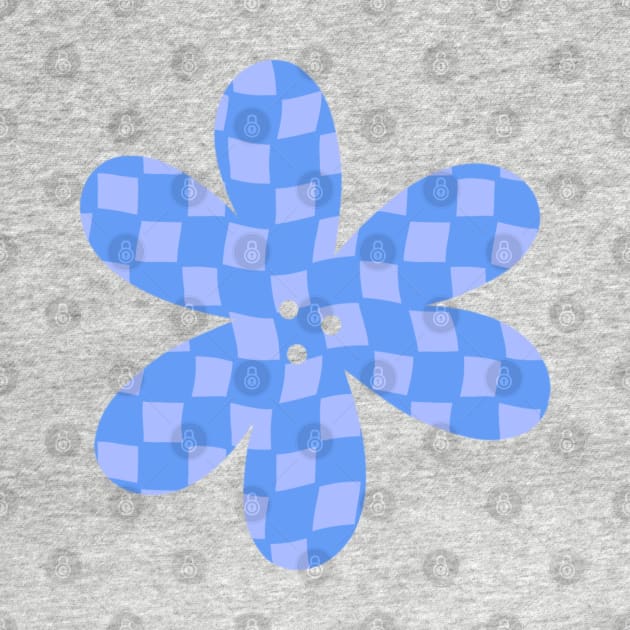 Checker Board Flower - blue and periwinkle by JuneNostalgia